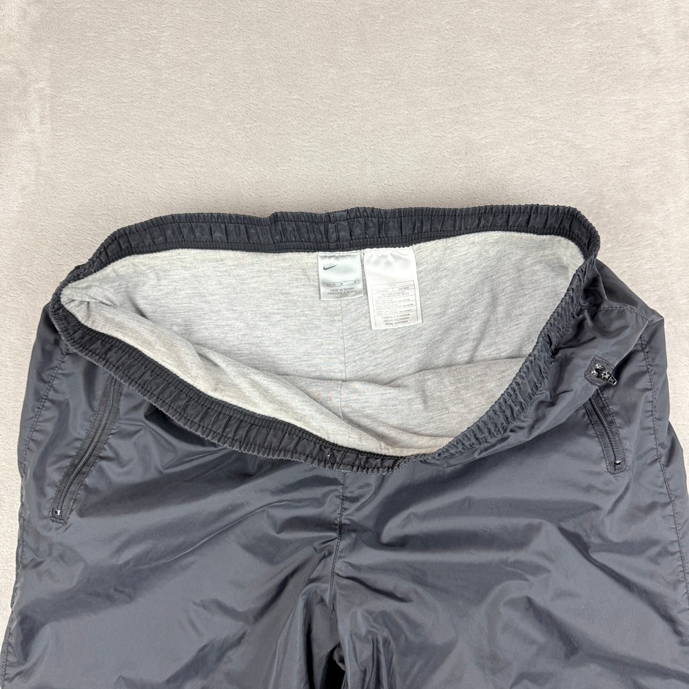 VTG Nike Track Pants Mens M Black Windbreaker Lined Ankle Zip Sportswear Y2K - Picture 2 of 14